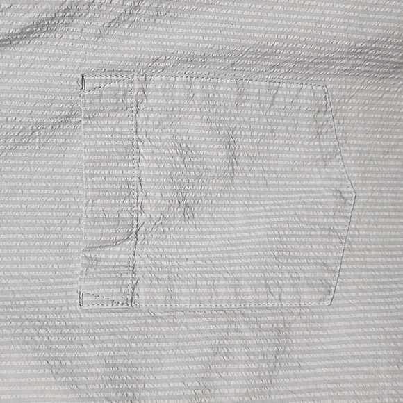 Free Assembly mens XXL blue/white stripe button-down collared short sleeve shirt - Picture 2 of 11